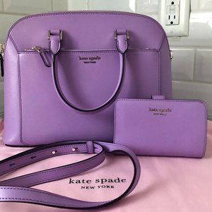 Kate Spade Bundle-Iris Bloom Louise Medium Satchel and Spencer Compact Wallet